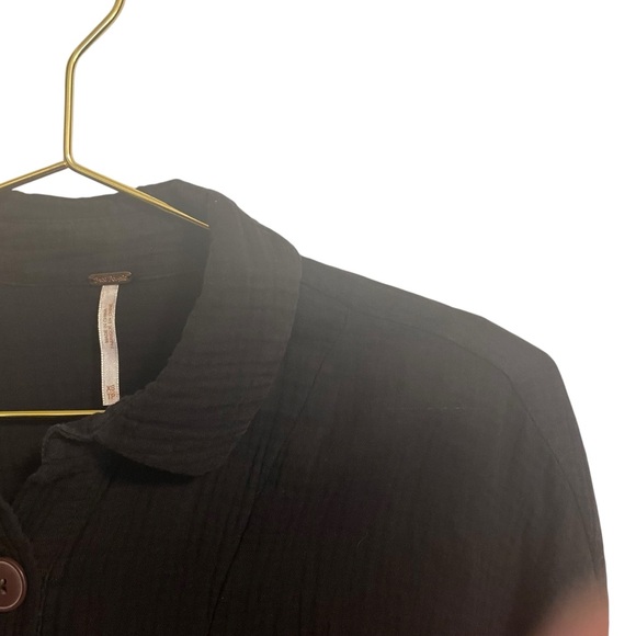 Free People Sunstreaks Tie Front Black Gauzy Long‎ Sleeves XS - Picture 3 of 7